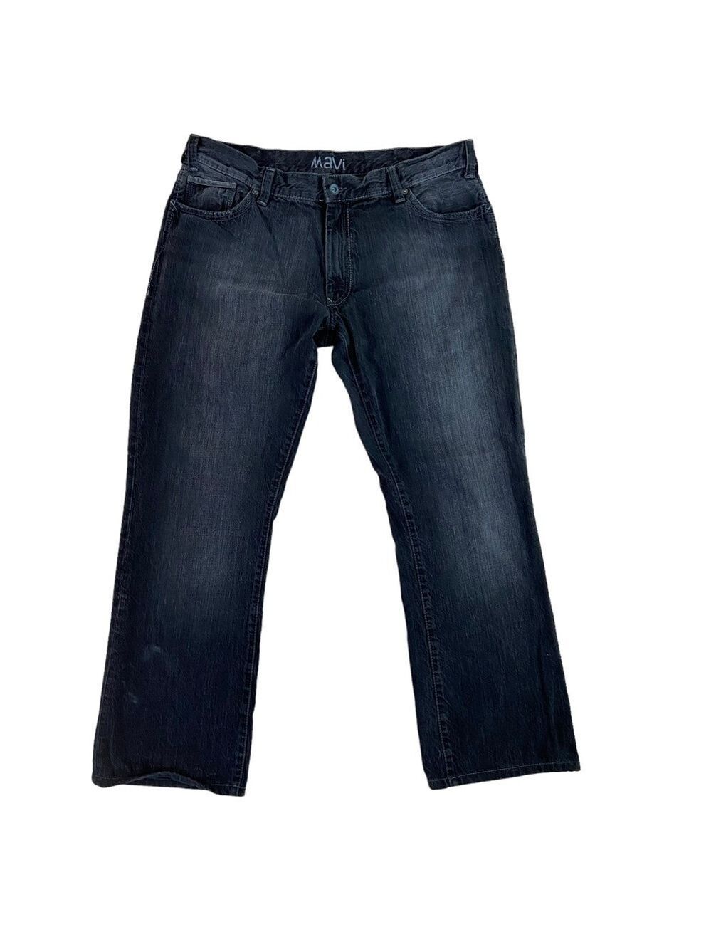 Mavi men jeans Mitch straight les black distressed denim 100% cotton size 38